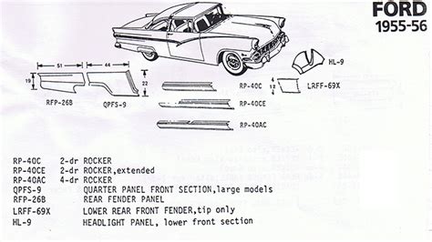 1955 ford sheet metal|Ford car sheet metal.